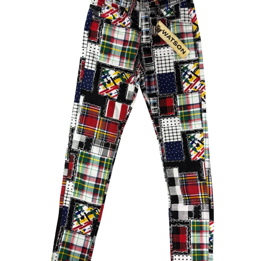 Watson Straight Fit Jeans Men 32 Multicolor Denim Quilted Patchwork Cotton